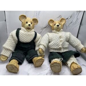 Tender Heart Treasures Handmade Girl & Boy Teddy Bears 1995 11.5 Inches